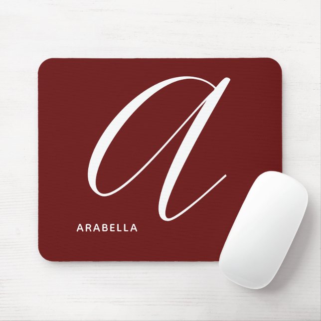Artfully Monogrammed Script Letter A Burnt Umber Mousepad (Mit Mouse)