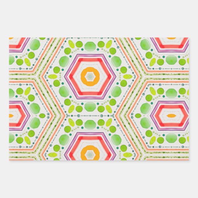 Artgul hexagon Aquarell Geschenkpapier Set (Vorderseite)