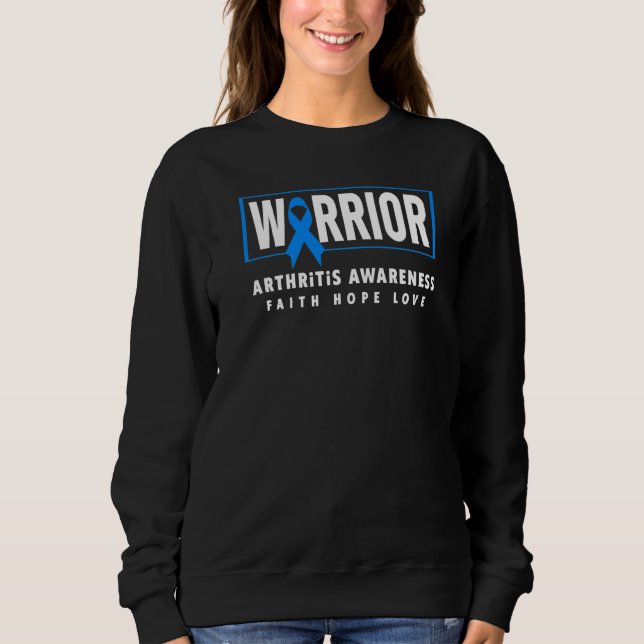 Arthritis Warrior Blue Ribbon Arthritis Bewusstsei Sweatshirt (Vorderseite)