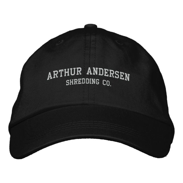 Arthur Andersen, Shredding Co. Bestickte Baseballkappe (Vorderseite)