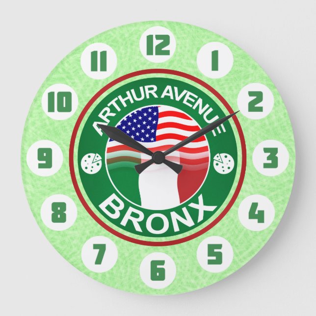 Arthur Ave Bronx Italienisch Amerikaner Große Wanduhr (Vorderseite)