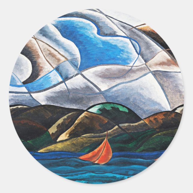 Arthur Dove, Wolken und Wasser Runder Aufkleber (Vorderseite)