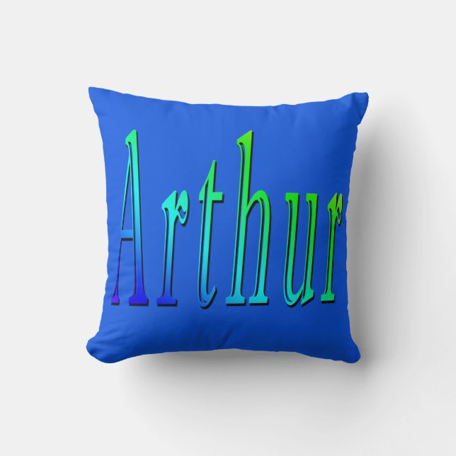 Arthur, Name, Logo, blaues Kissen. Kissen (Vorderseite)