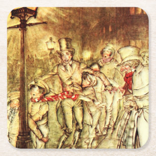 Arthur Rackham - A Christmas Carol - Street Rechteckiger Pappuntersetzer
