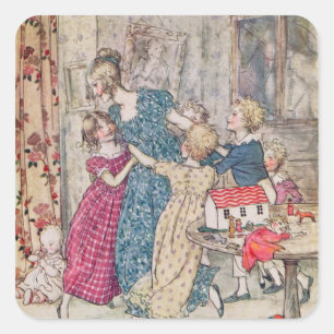 Arthur Rackham   A spülte und stürmische Gruppe Quadratischer Aufkleber