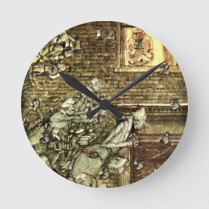 Arthur Rackham - Ein Weihnachtslied - Geister Runde Wanduhr
