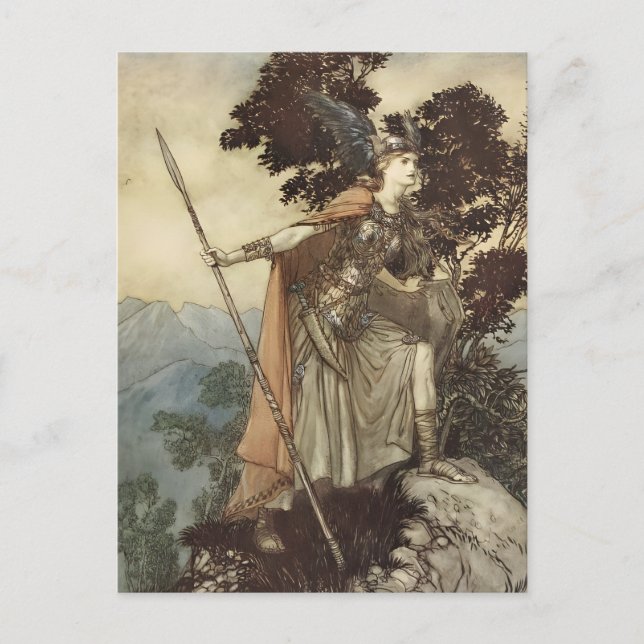 Arthur Rackham Richard Wagner Brünnhilde Viking Postkarte (Vorderseite)