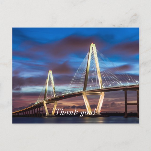 Arthur Ravenel Bridge bei Nacht Postkarte (Vorderseite)