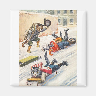 Arthur Thiele - Bobsledding Anthropomorphe Katzen Magnet