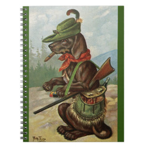 Arthur Thiele Carnet Spiral Chien Chasse Comique