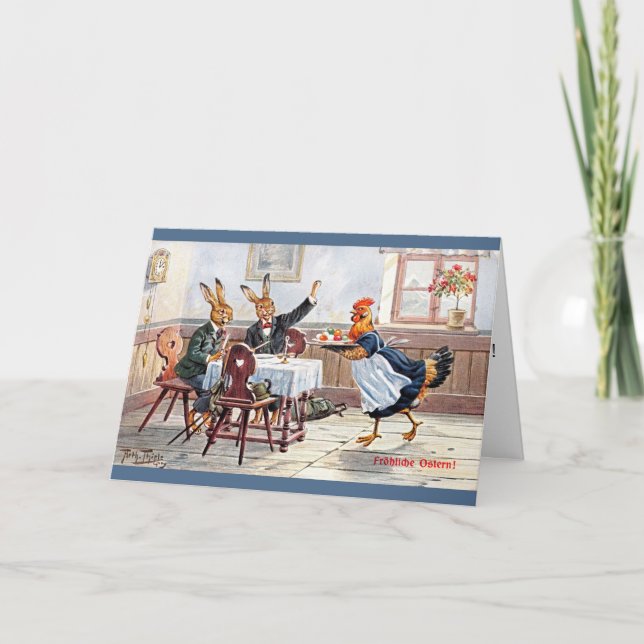 Arthur Thiele Carte de Pâques - Bunnies Dînez au C (Devant)