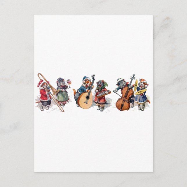 Arthur Thiele - Cat Orchestra in the Snow Postkarte (Vorderseite)