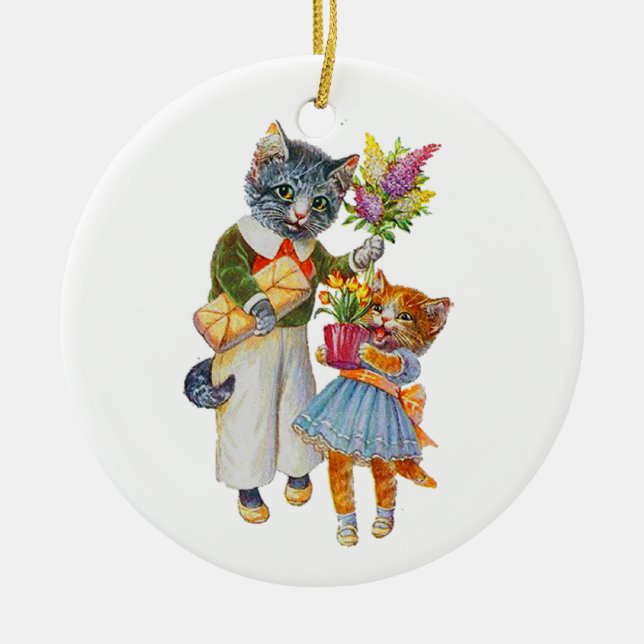 Arthur Thiele Cats Bearing Geschenke Keramikornament (Vorne)