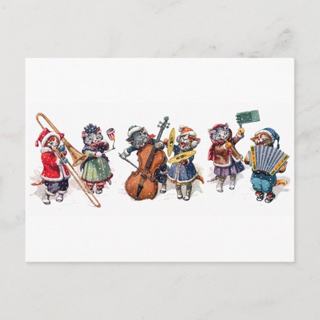Arthur Thiele - Cats Play Orchestra im Schnee. Postkarte (Vorderseite)