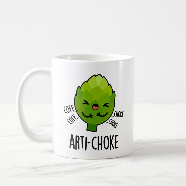Arti-choke Funny Veggie Artichoke Pun Kaffeetasse (Links)