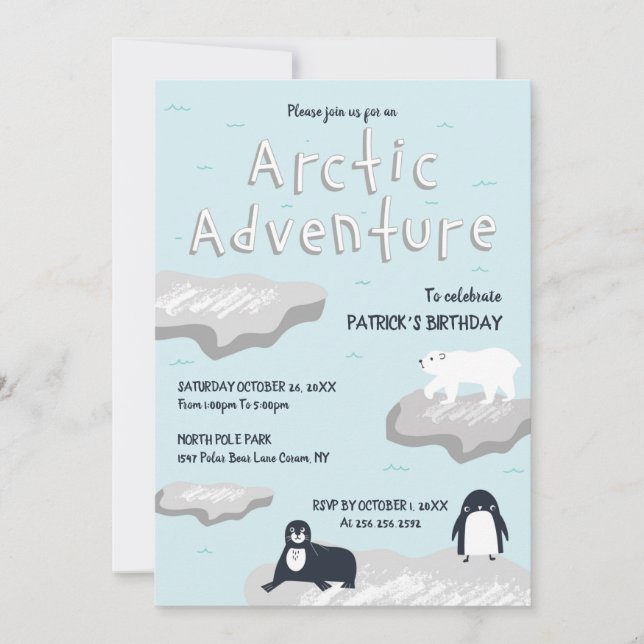 Artic Adventure Invitation Anniversaire (Devant)