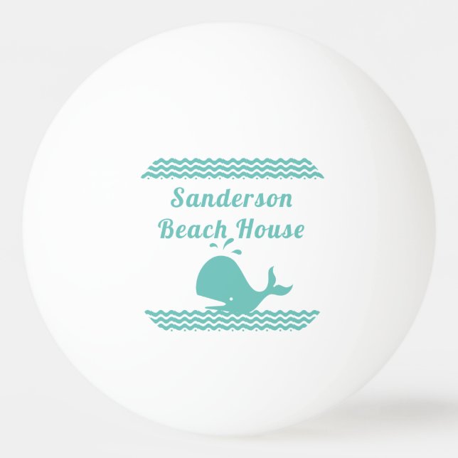 Artic Aquamarin Blue Whale & waves Blue & White Kü Tischtennisball (Vorderseite)