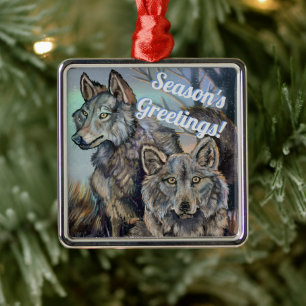 Artic Wolves Wintery Ornament Aus Metall