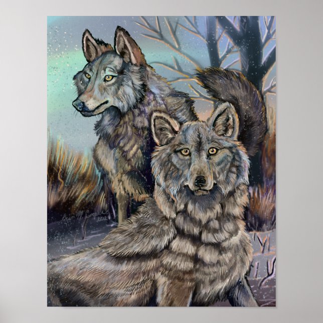 Artic Wolves Wintery Poster (Vorne)