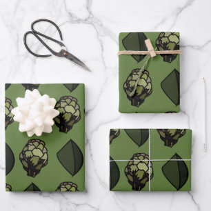 Artichoke Pflanzliche Pflanze Botanisches Muster Geschenkpapier Set