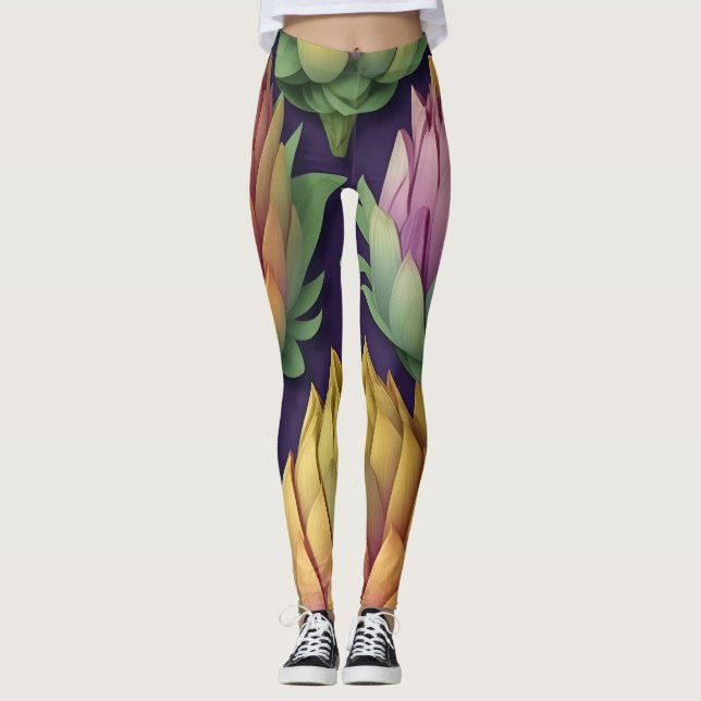 Artichoke Whimsical Personalisiertes Muster Leggings (Vorderseite)
