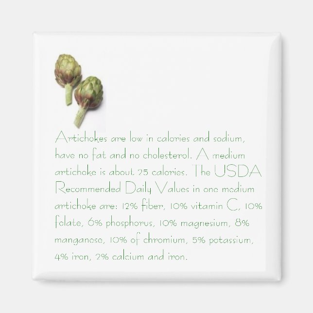 Artichokes mit Nährwertinformationen Magnet (Vorne)