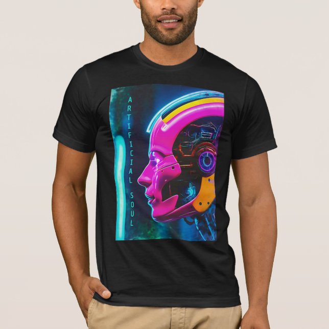 Artificial Soul Cyberpunk Android Face T-Shirt (Vorderseite)