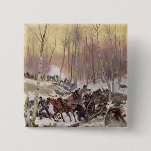 Artillerie-Kampf in einem Holz Button