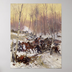 Artillerie-Kampf in einem Wald Poster