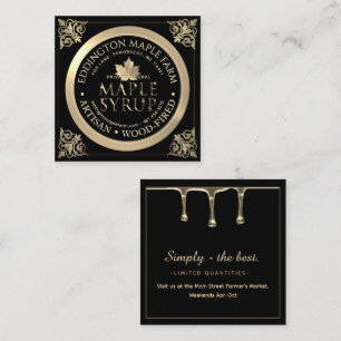 Artisan Black and Gold Maple Syrup Quadratische Visitenkarte