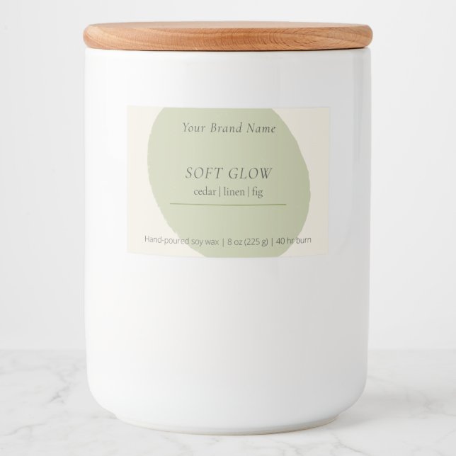 Artisan Candle Label Sage Minimalist Centered Wrap Lebensmitteletikett (Vorderseite)