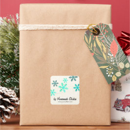 Artisan Canvas Snowflake Happiness Quadratischer Aufkleber