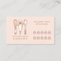 Artisan Cupcake Bakery Baking Tools Loyalty Card