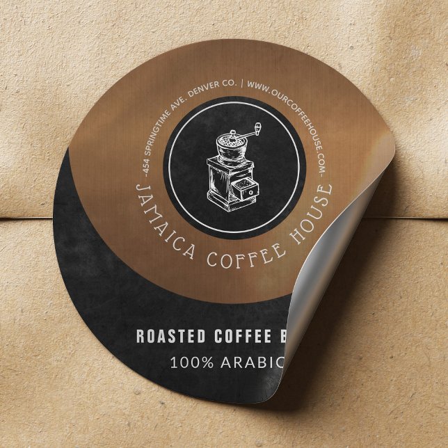 Artisan made coffee mischt elegante Etikettenverpa Runder Aufkleber (Von Creator hochgeladen)