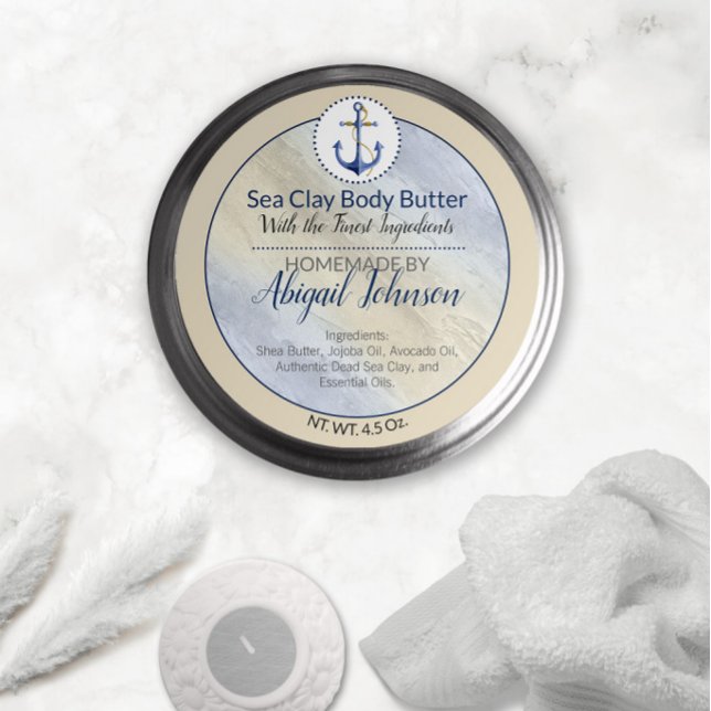 Artisan Nautical Beach Sea Clay Body Butter Label Runder Aufkleber (Von Creator hochgeladen)