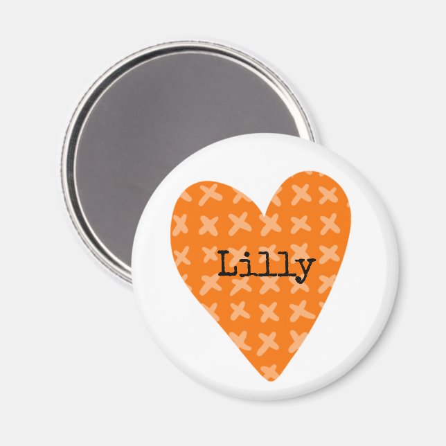 Artisan Orange Herz Kinder NAME Familie Tree Spaß Magnet (Vorderseite/Rückseite)