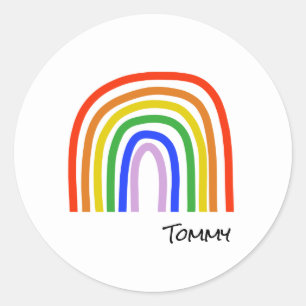 Artisan Rainbow Custom Kids NAME Colorful Runder Aufkleber