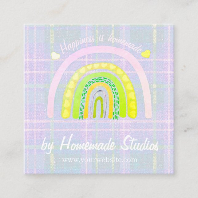 Artisan Rainbow 'Happiness is Homemade'  Telefonnummerkarte (Vorderseite)