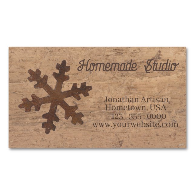 Artisan Rustic Christmas Magnetische Visitenkarte (Vorderseite)