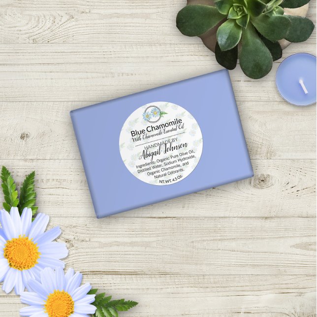 Artisan Soap Blue Chamomile Label 🧼 Runder Aufkleber (Von Creator hochgeladen)