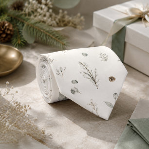 Artisan Winter Botanical Elegant Salbeigrün Herren Krawatte