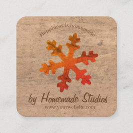 Artisan Woodgrain Campfire Snowflake 'Homemade'  Quadratische Visitenkarte