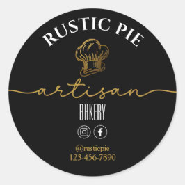 Artisan Zuhause Bakery Gold Koch Hat Black Runder Aufkleber