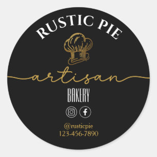 Artisan Zuhause Bakery Gold Koch Hat Black Runder Aufkleber