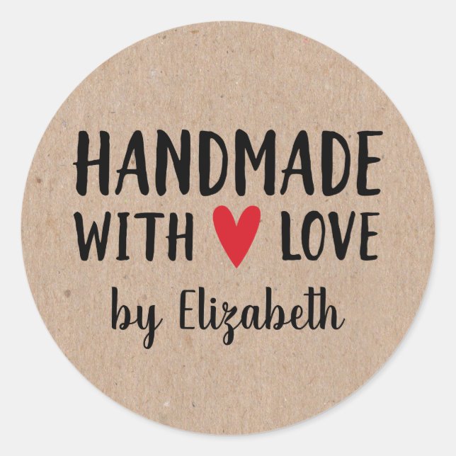 Artisanat Kraft Personnalisé Avec Sticker Amour (Devant)
