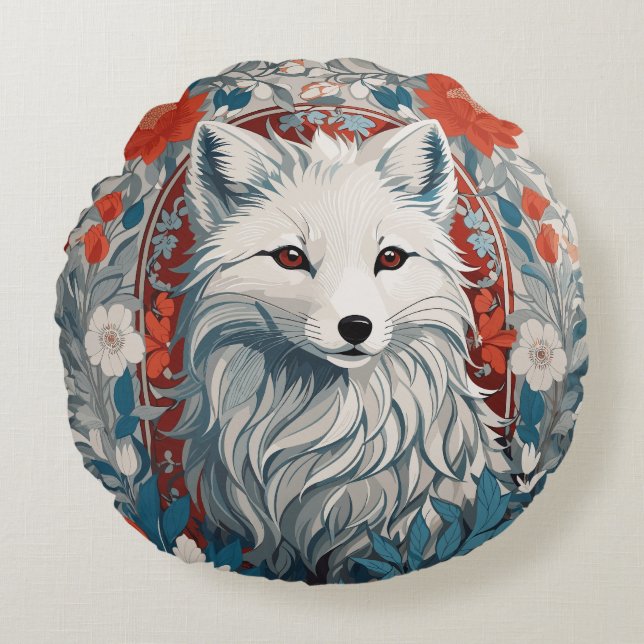 Artische Foxenwelt Rundes Kissen (Vorderseite)