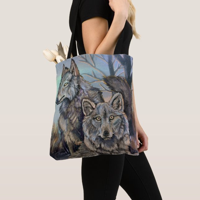 Artische Wölfe Wintery Tote Bag Tasche (Von Nahem)