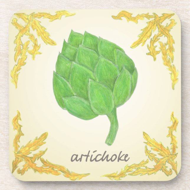 Artischocke mit klassischem Blätter Getränkeuntersetzer (Vorderseite)
