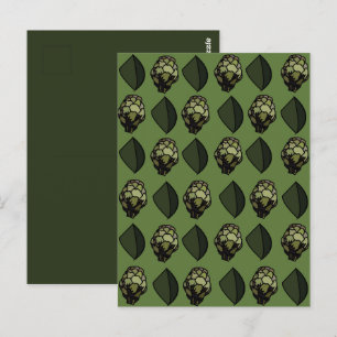 Artischocken-Gemüsepflanze Botanisches Muster Postkarte