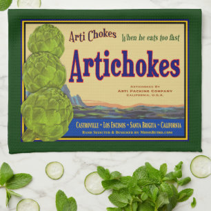 Artischocken Vintage-Kiste Art Küchenhandtuch Geschirrtuch